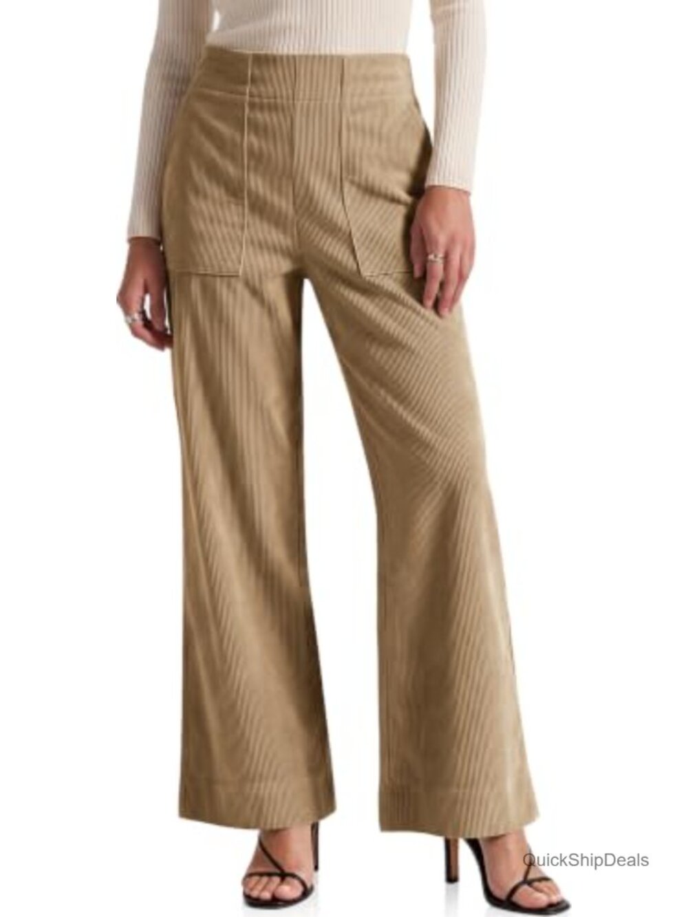 Women's Corduroy High Waist Wide Leg Palazzo Pants Casual Trousers
